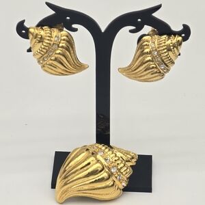 KJL for Avon 1989 Undersea Collection Necklace Pendant & Earrings Crystal Accent